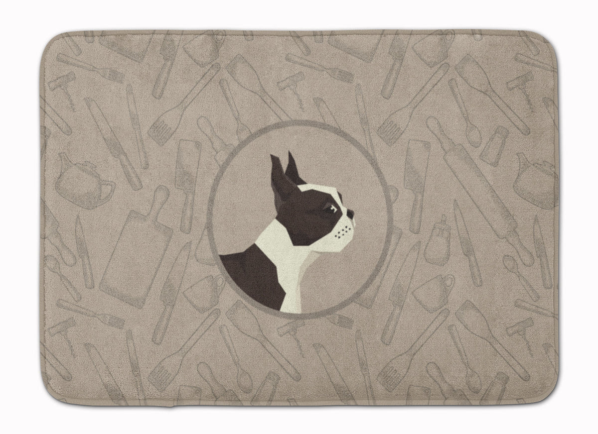 Boston Terrier In the Kitchen Memory Foam Kitchen Mat Machine Washable Anti-Fatigue Cushion Comfort Bath or Kitchen Rug