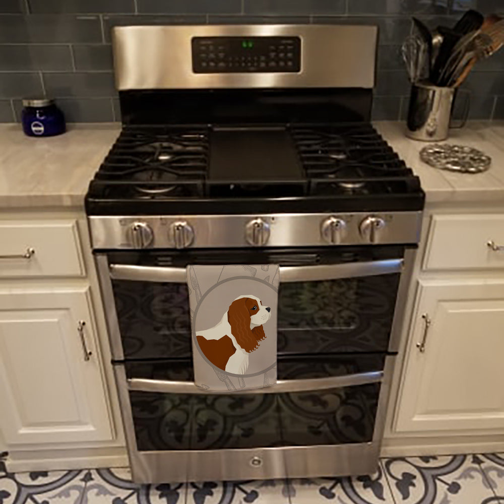 Cavalier Spaniel In the Kitchen Kitchen Towel Velour Plush Front and Cotton Loop Back Machine Washable