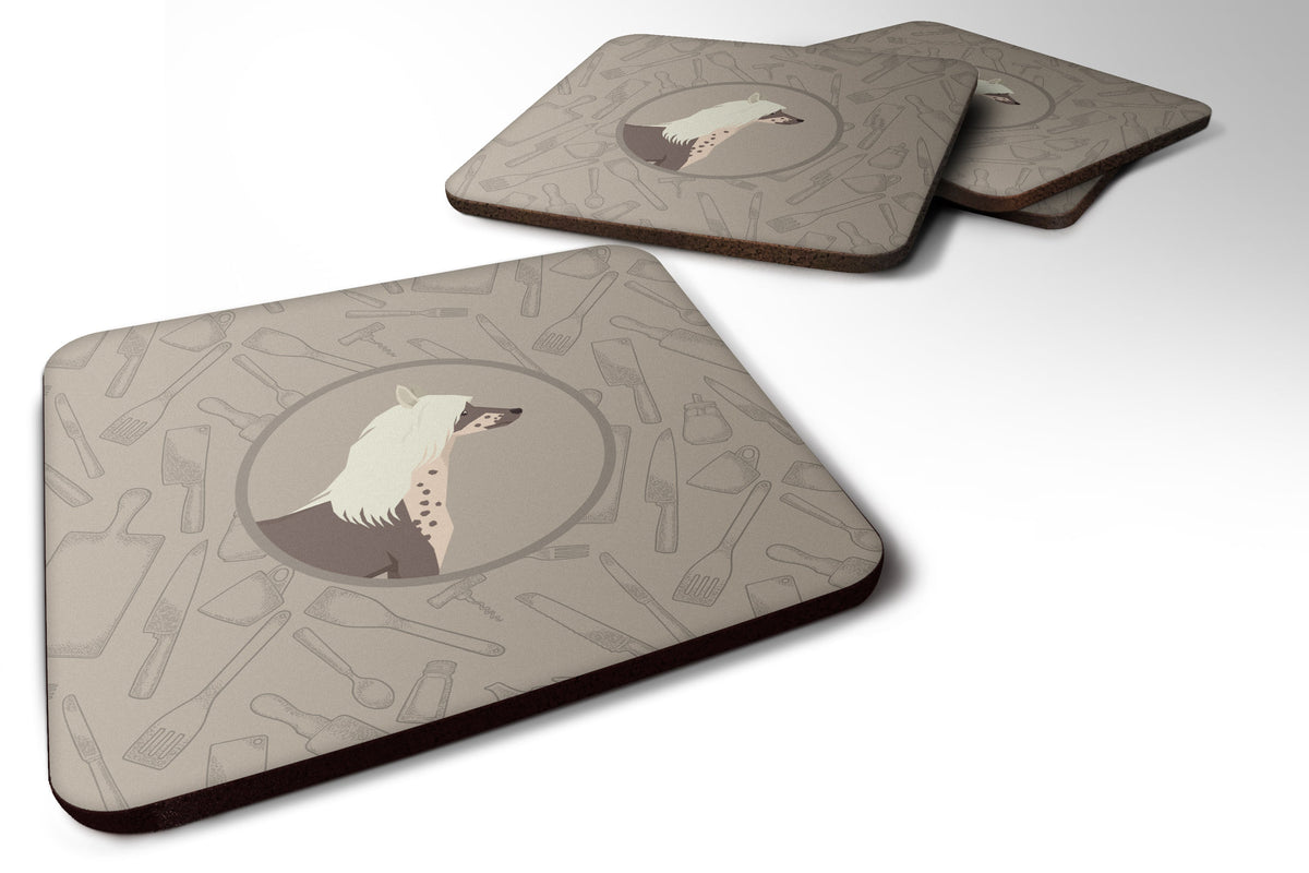 Chinese Crested In the Kitchen Foam Coasters Set of 4 Cup Coasters for Indoor Outdoor, Tabletop Protection, Anti Slip, Mouse pad Material