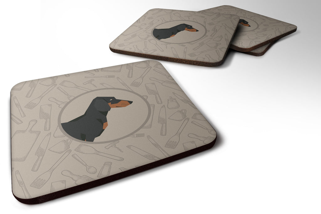 Dachshund In the Kitchen Foam Coasters Set of 4 Cup Coasters for Indoor Outdoor, Tabletop Protection, Anti Slip, Mouse pad Material