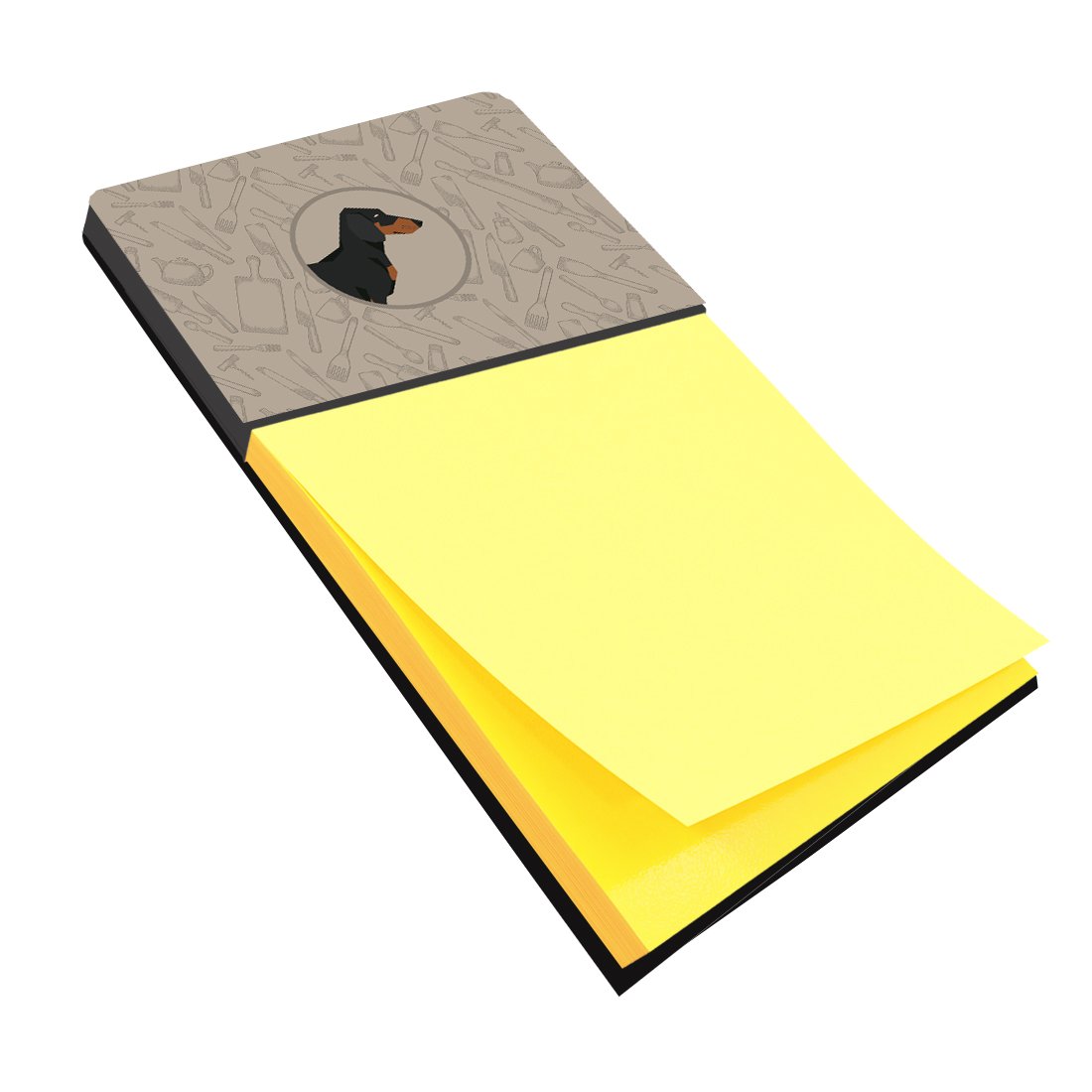 Dachshund In the Kitchen Watercolor Sticky Note Holder Refillable Dispenser Desk Accessory 3x3 Pad Gift