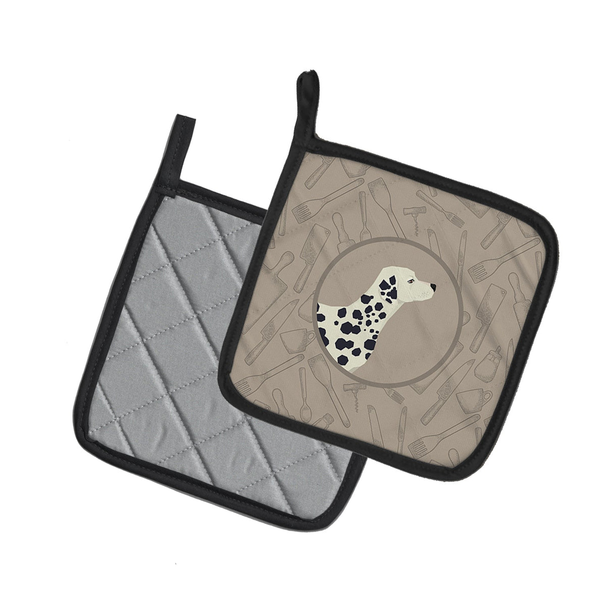 Dalmatian In the Kitchen Pot Holder Set of 2 Heat Resistant Quilted Hot Pads 7.5 x 7.5 Inch, Insulated Kitchen Trivets for Cooking & Baking