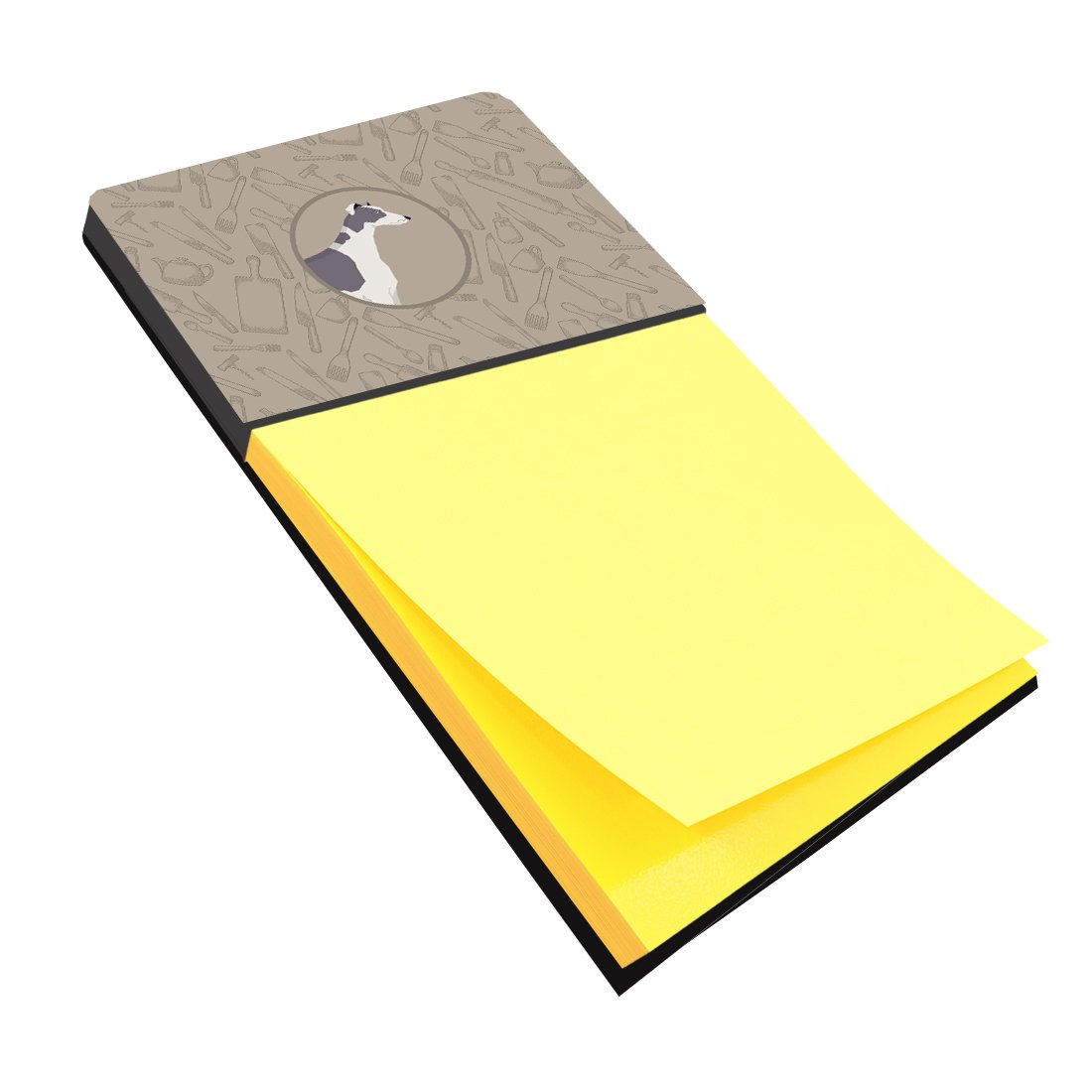 Greyhound In the Kitchen Watercolor Sticky Note Holder Refillable Dispenser Desk Accessory 3x3 Pad Gift