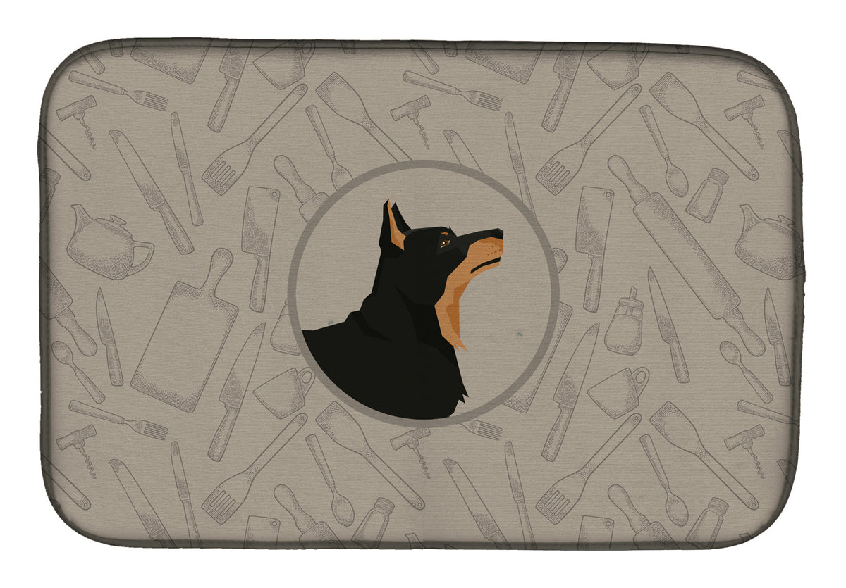 Lancashire Terrier In the Kitchen Dish Drying Mat Absorbent Dish Drying Mat Pad for Kitchen Counter Dish Drainer Mat for Countertop, 14 x 21", Multicolor