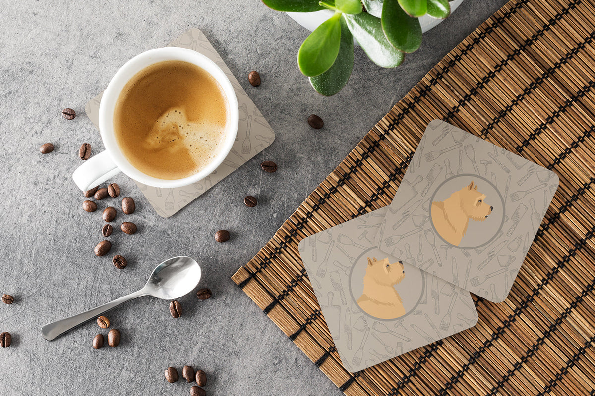 Norwich Terrier In the Kitchen Foam Coasters Set of 4 Cup Coasters for Indoor Outdoor, Tabletop Protection, Anti Slip, Mouse pad Material
