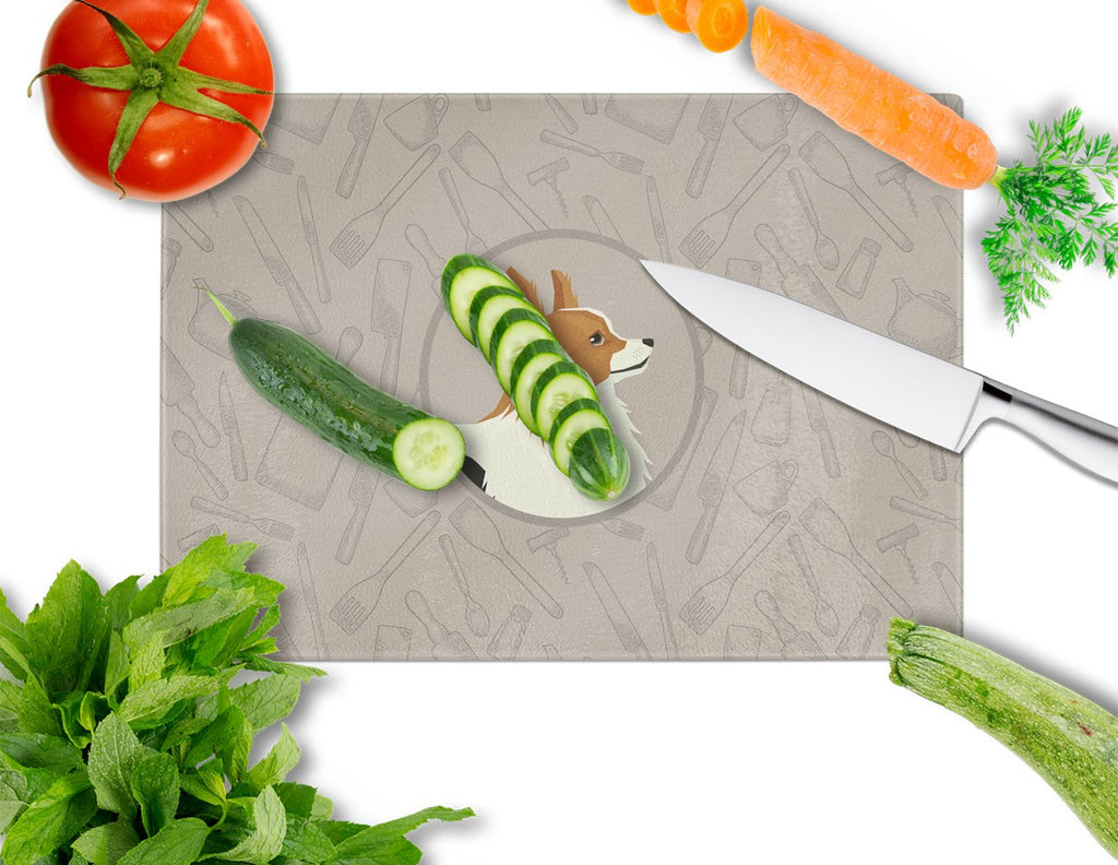 Papillon In the Kitchen Cutting Board Tempered Glass Kitchen Cutting Surface, Heat Resistant Chopping, Non-Slip Feet, Food Prep & Serving