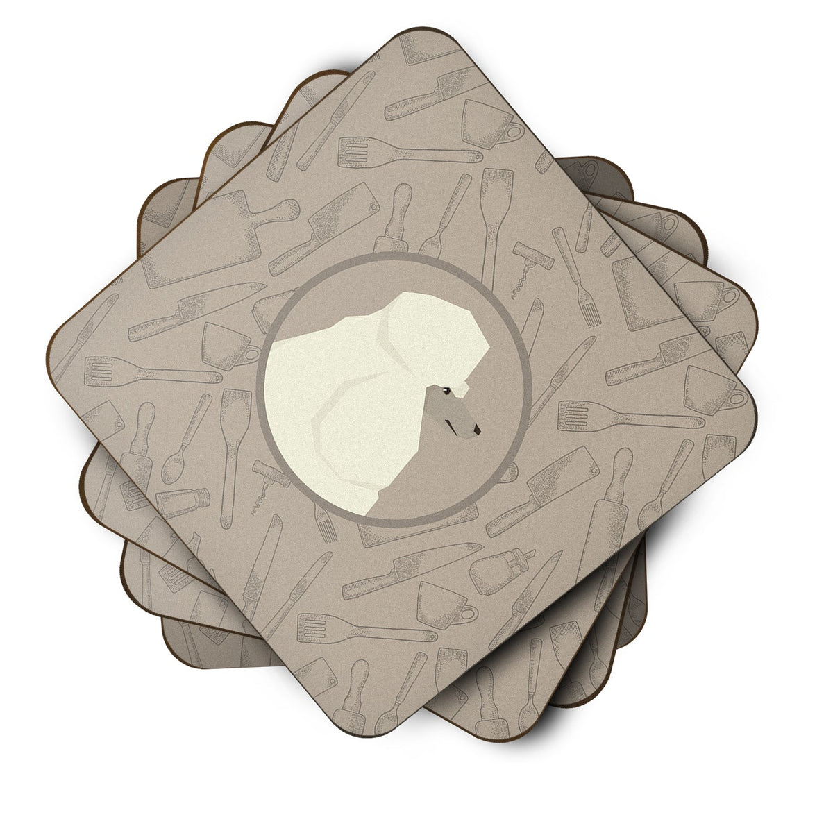 Poodle In the Kitchen Foam Coasters Set of 4 Cup Coasters for Indoor Outdoor, Tabletop Protection, Anti Slip, Mouse pad Material