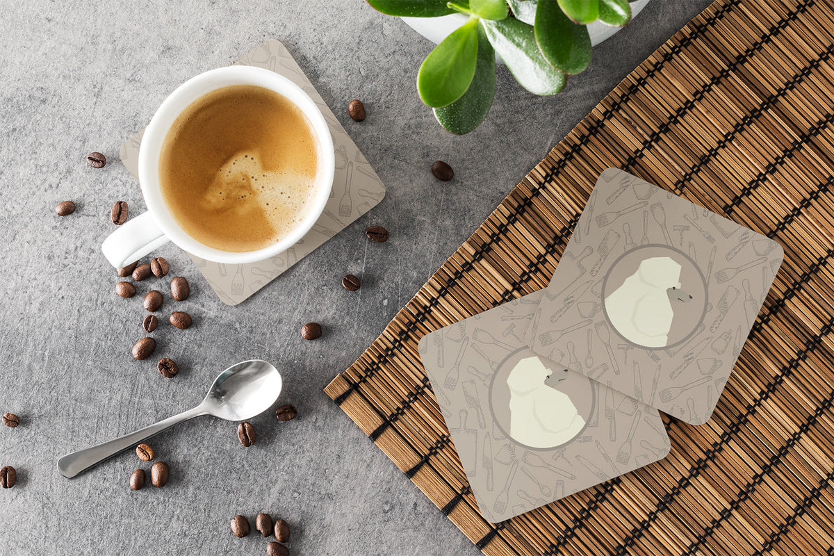 Poodle In the Kitchen Foam Coasters Set of 4 Cup Coasters for Indoor Outdoor, Tabletop Protection, Anti Slip, Mouse pad Material