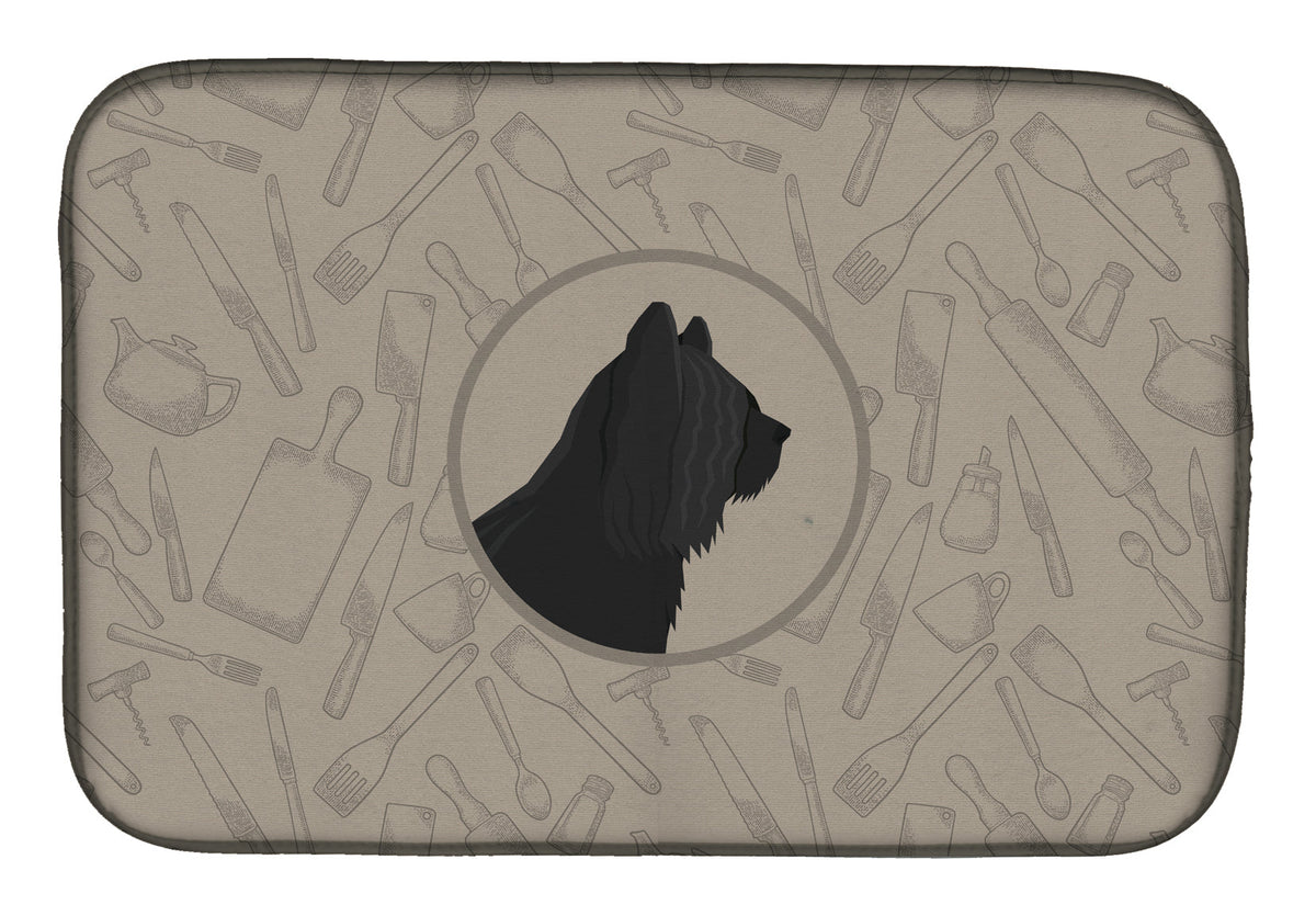 Skye Terrier In the Kitchen Dish Drying Mat Absorbent Dish Drying Mat Pad for Kitchen Counter Dish Drainer Mat for Countertop, 14 x 21", Multicolor