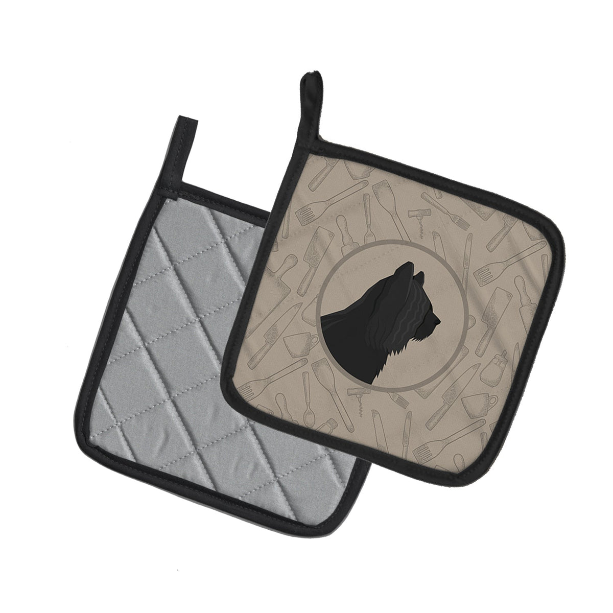 Skye Terrier In the Kitchen Pot Holder Set of 2 Heat Resistant Quilted Hot Pads 7.5 x 7.5 Inch, Insulated Kitchen Trivets for Cooking & Baking