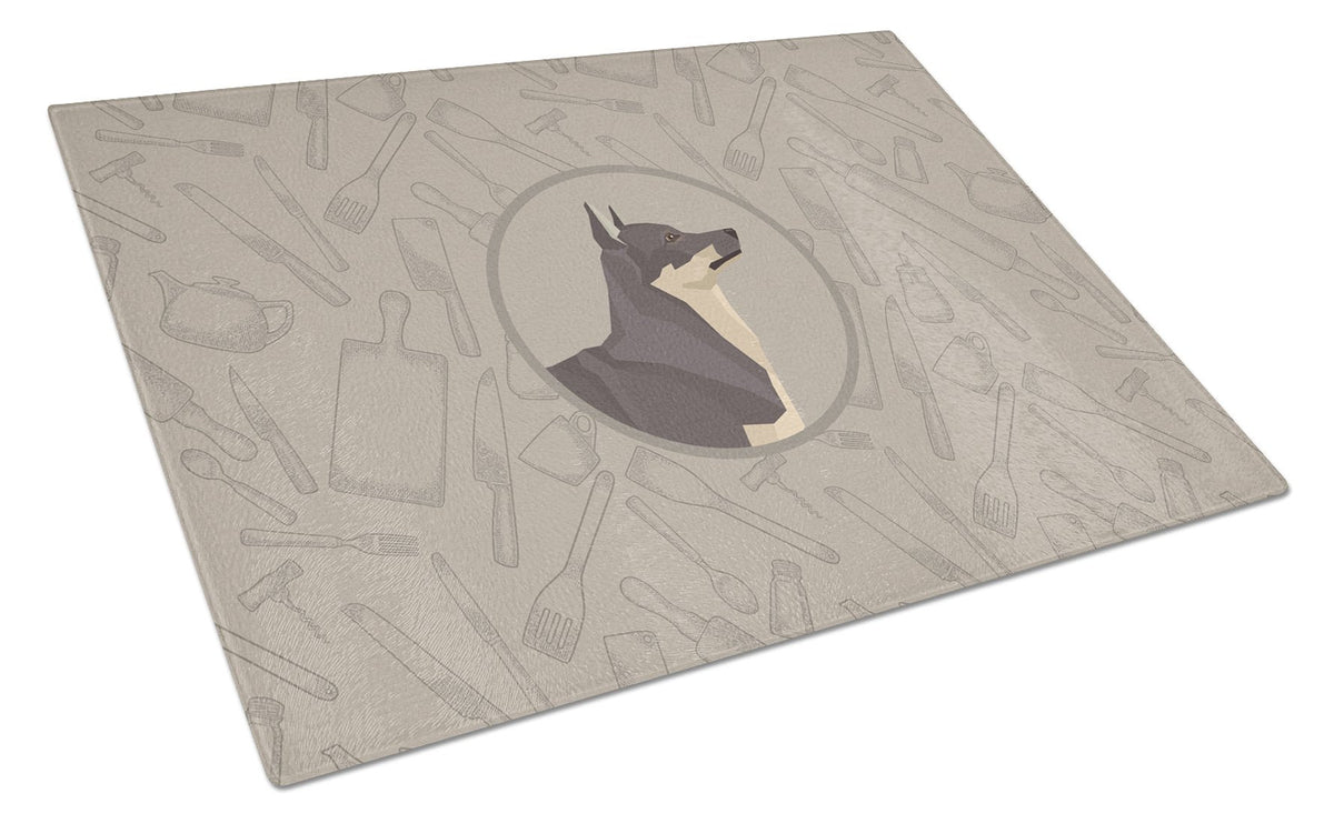 Swedish Vallhund In the Kitchen Cutting Board Tempered Glass Kitchen Cutting Surface, Heat Resistant Chopping, Non-Slip Feet, Food Prep & Serving
