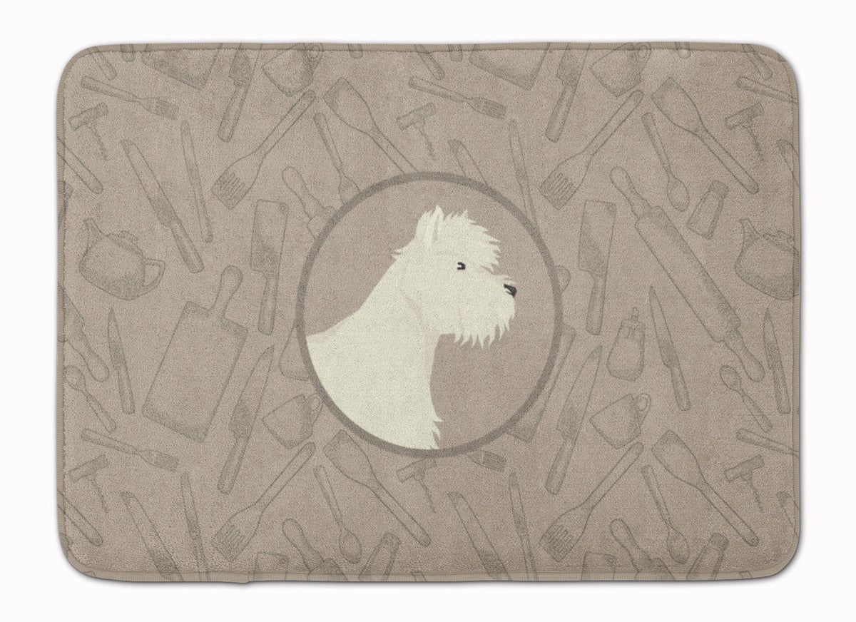 Westie In the Kitchen Memory Foam Kitchen Mat Machine Washable Anti-Fatigue Cushion Comfort Bath or Kitchen Rug