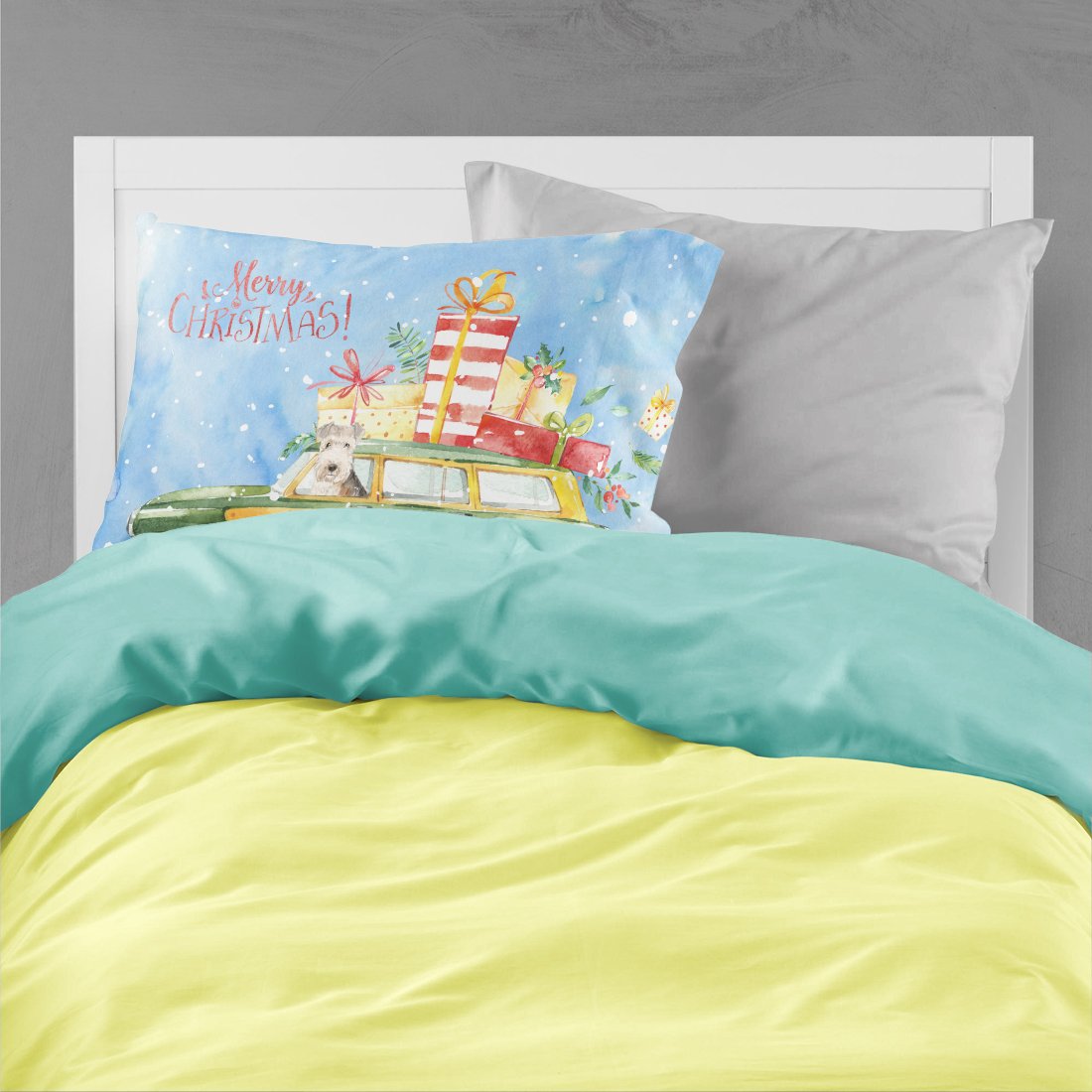 Merry Christmas Lakeland Terrier Standard Pillowcase Lightweight Super Soft Easy Care Decorative Artwork Pillowcase, Standard