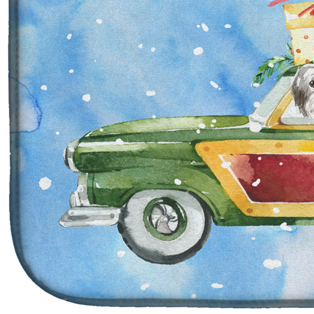 Merry Christmas Shih Tzu Puppy Cut Dish Drying Mat Absorbent Dish Drying Mat Pad for Kitchen Counter Dish Drainer Mat for Countertop, 14 x 21", Multicolor