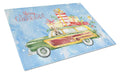 Merry Christmas Welsh Terrier Cutting Board Tempered Glass Kitchen Cutting Surface, Heat Resistant Chopping, Non-Slip Feet, Food Prep & Serving