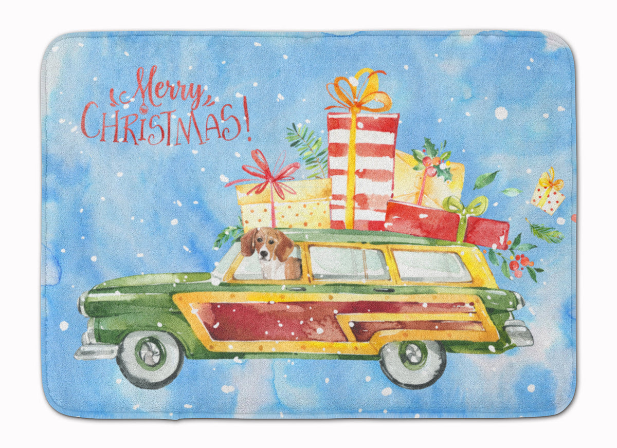 Merry Christmas Beagle Memory Foam Kitchen Mat Machine Washable Anti-Fatigue Cushion Comfort Bath or Kitchen Rug