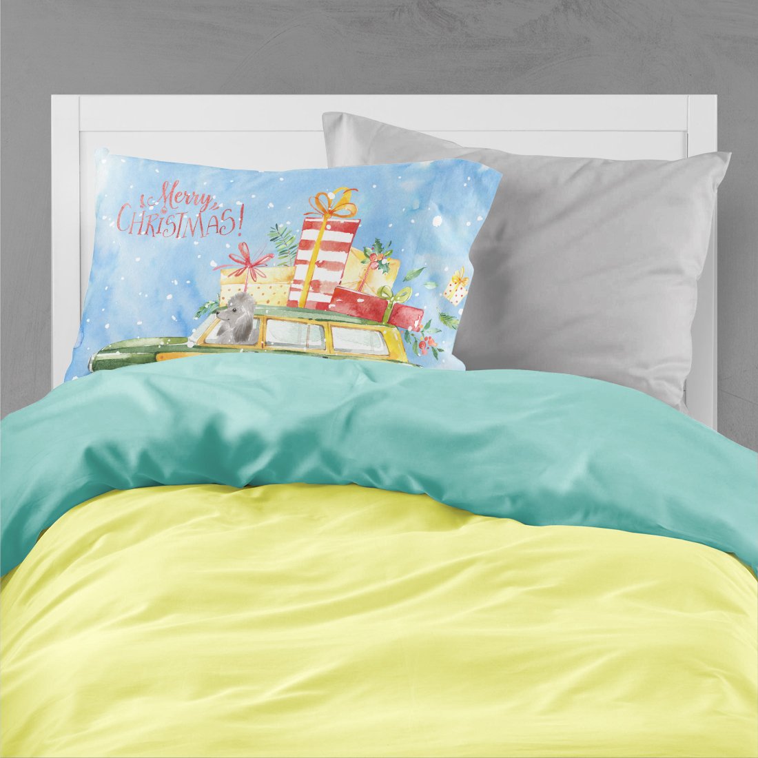 Merry Christmas Silver Poodle Standard Pillowcase Lightweight Super Soft Easy Care Decorative Artwork Pillowcase, Standard
