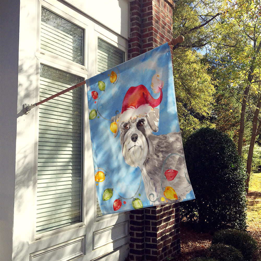 Christmas Lights Schnauzer #2 House Flag 28x40 Porch Sleeve Pole Decorative Outside Yard Banner Artwork Wall Hanging, Polyester
