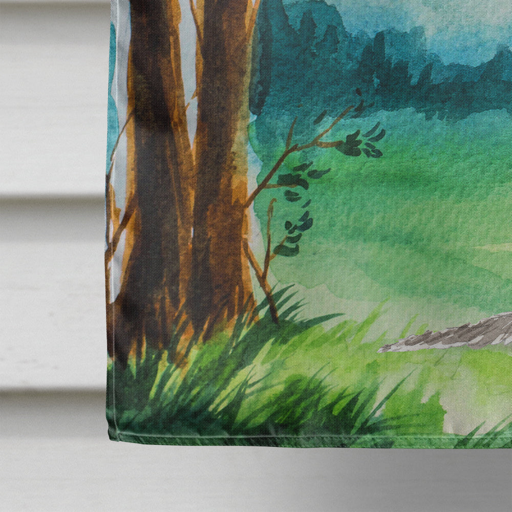 Under the Tree Irish Wolfhound House Flag 28x40 Porch Sleeve Pole Decorative Outside Yard Banner Artwork Wall Hanging, Polyester