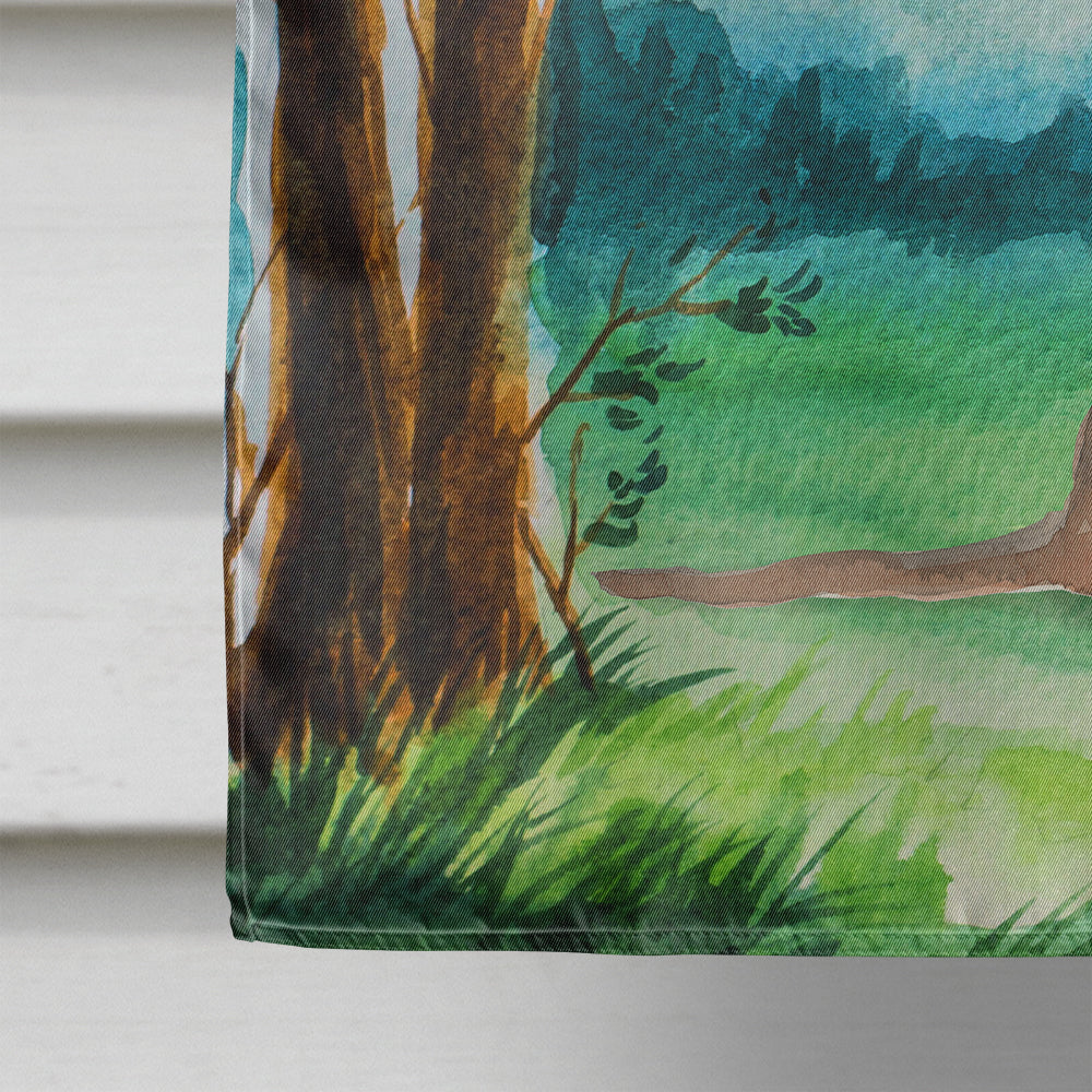 Under the Tree Bloodhound House Flag 28x40 Porch Sleeve Pole Decorative Outside Yard Banner Artwork Wall Hanging, Polyester