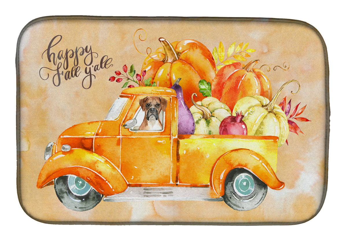 Fall Harvest Boxer Dish Drying Mat Absorbent Dish Drying Mat Pad for Kitchen Counter Dish Drainer Mat for Countertop, 14 x 21", Multicolor