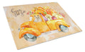 Fall Harvest Cairn Terrier Cutting Board Tempered Glass Kitchen Cutting Surface, Heat Resistant Chopping, Non-Slip Feet, Food Prep & Serving