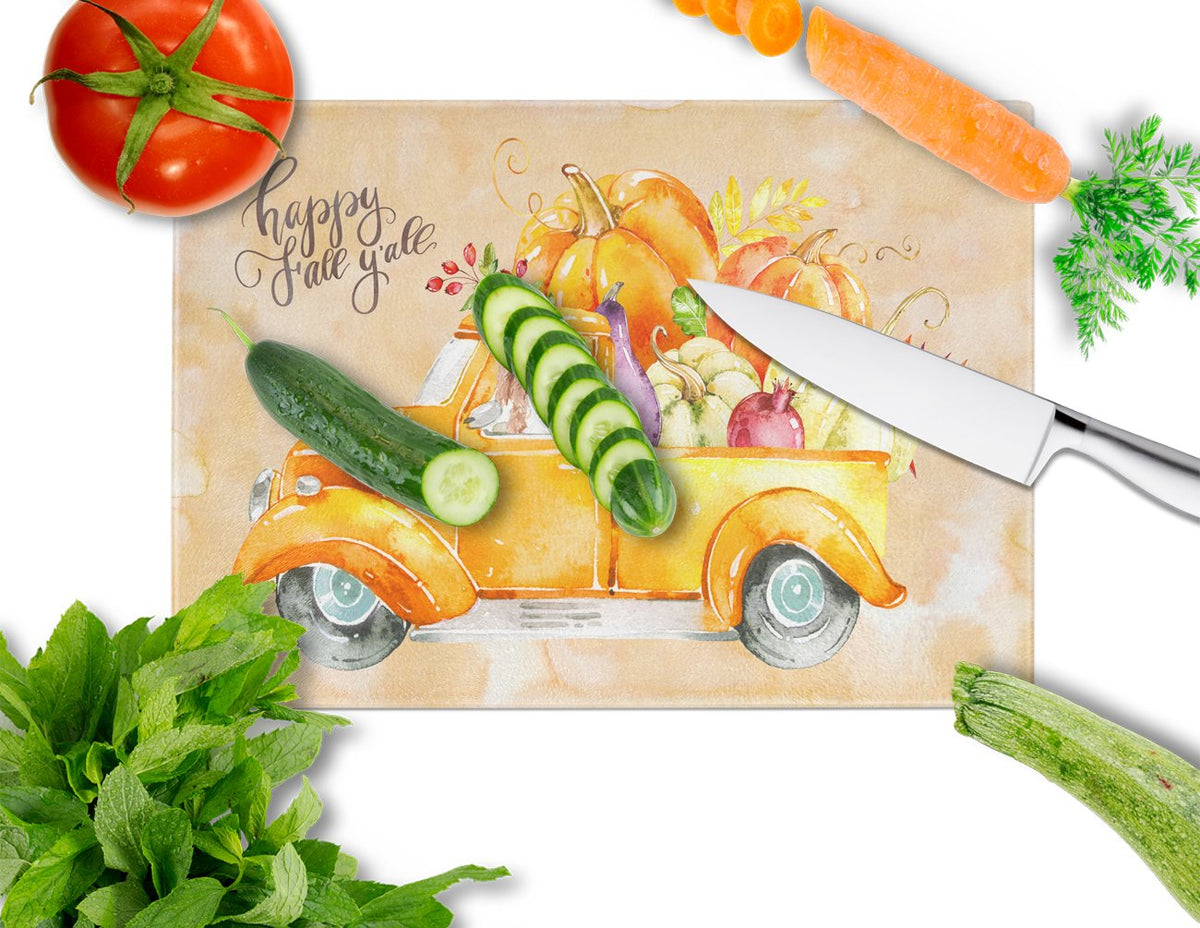 Fall Harvest Cavapoo Cutting Board Tempered Glass Kitchen Cutting Surface, Heat Resistant Chopping, Non-Slip Feet, Food Prep & Serving