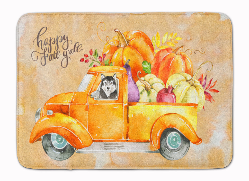 Fall Harvest Alaskan Malamute Memory Foam Kitchen Mat Machine Washable Anti-Fatigue Cushion Comfort Bath or Kitchen Rug