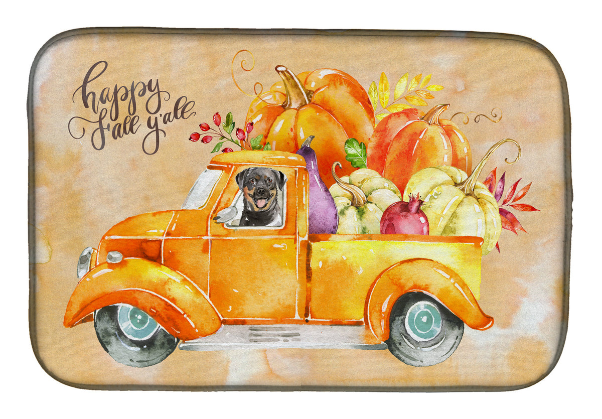 Fall Harvest Rottweiler Dish Drying Mat Absorbent Dish Drying Mat Pad for Kitchen Counter Dish Drainer Mat for Countertop, 14 x 21", Multicolor