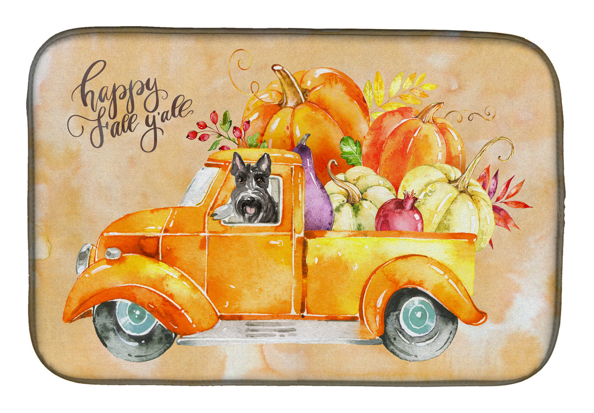 Fall Harvest Scottish Terrier Dish Drying Mat Absorbent Dish Drying Mat Pad for Kitchen Counter Dish Drainer Mat for Countertop, 14 x 21", Multicolor