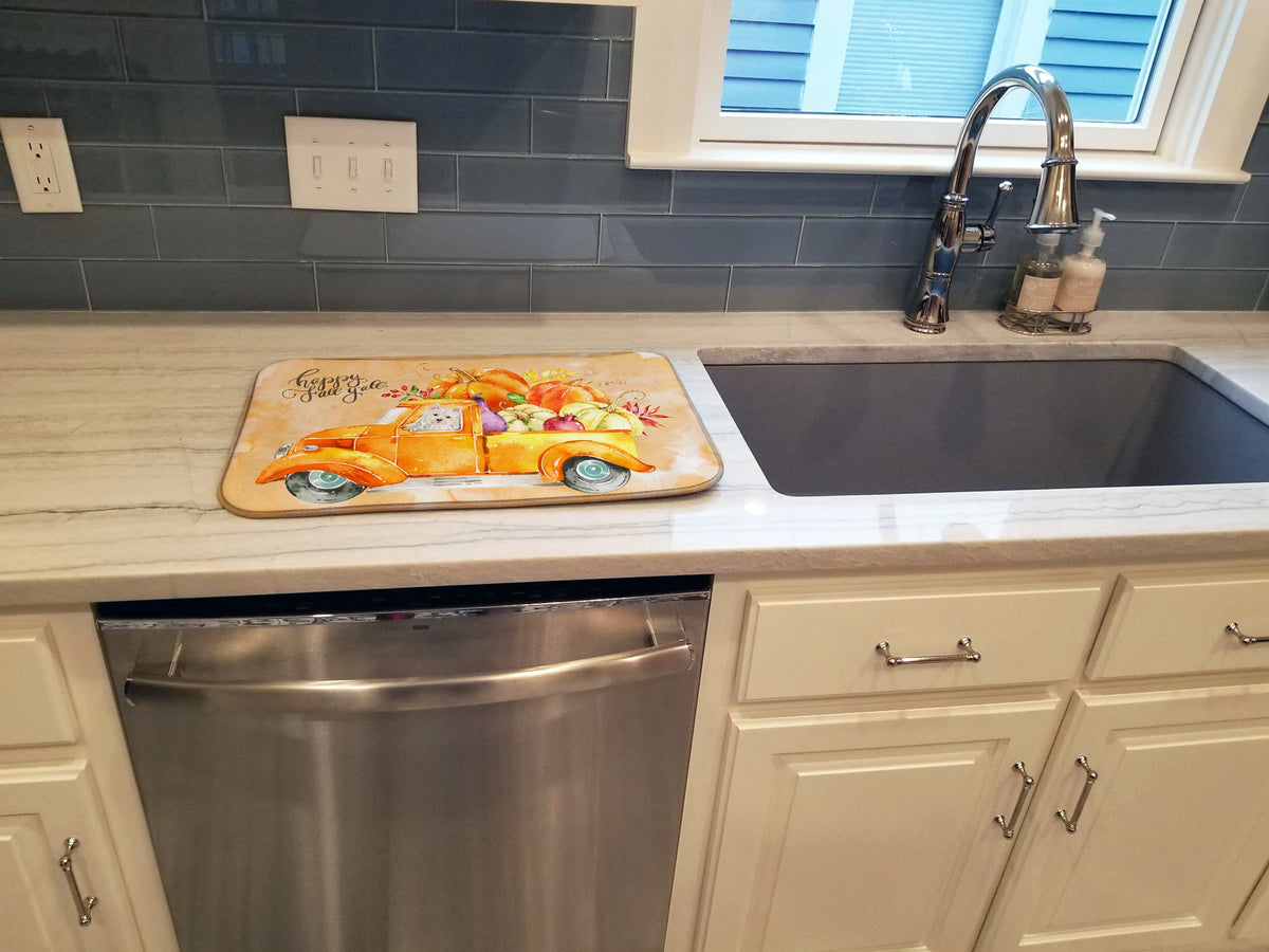 Fall Harvest Westie Dish Drying Mat Absorbent Dish Drying Mat Pad for Kitchen Counter Dish Drainer Mat for Countertop, 14 x 21", Multicolor