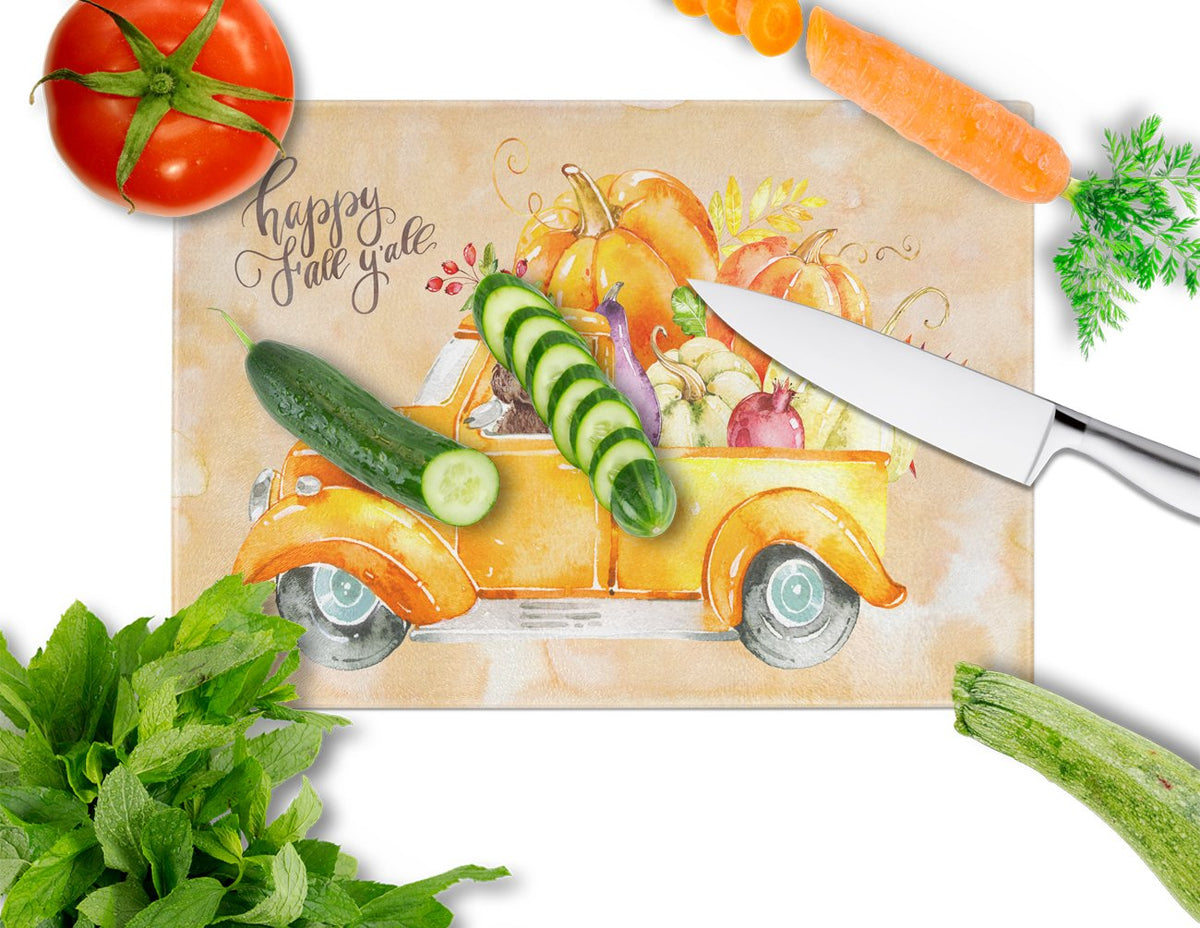 Fall Harvest Brown Cockapoo Cutting Board Tempered Glass Kitchen Cutting Surface, Heat Resistant Chopping, Non-Slip Feet, Food Prep & Serving