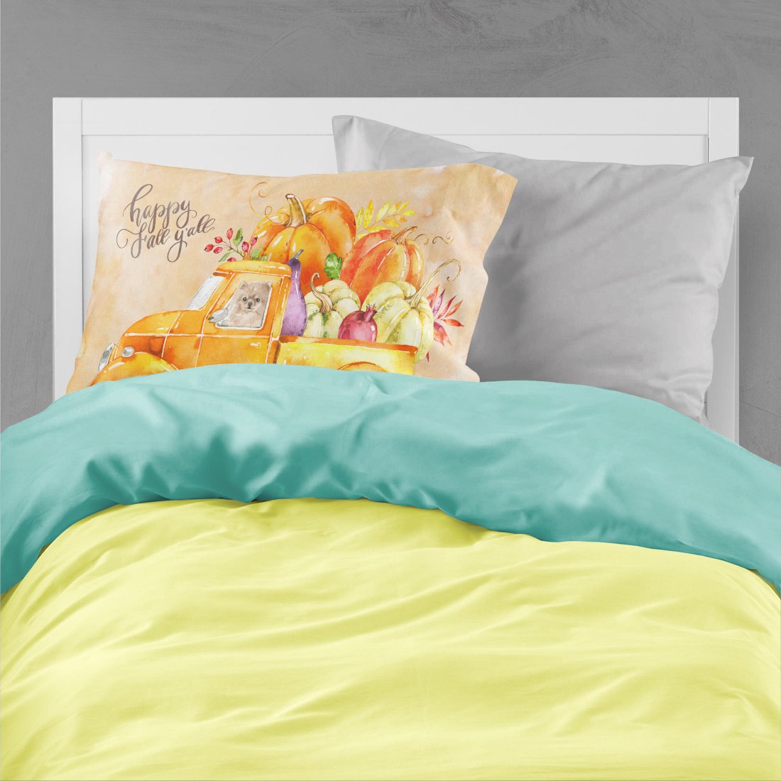 Fall Harvest Pomeranian Standard Pillowcase Lightweight Super Soft Easy Care Decorative Artwork Pillowcase, Standard
