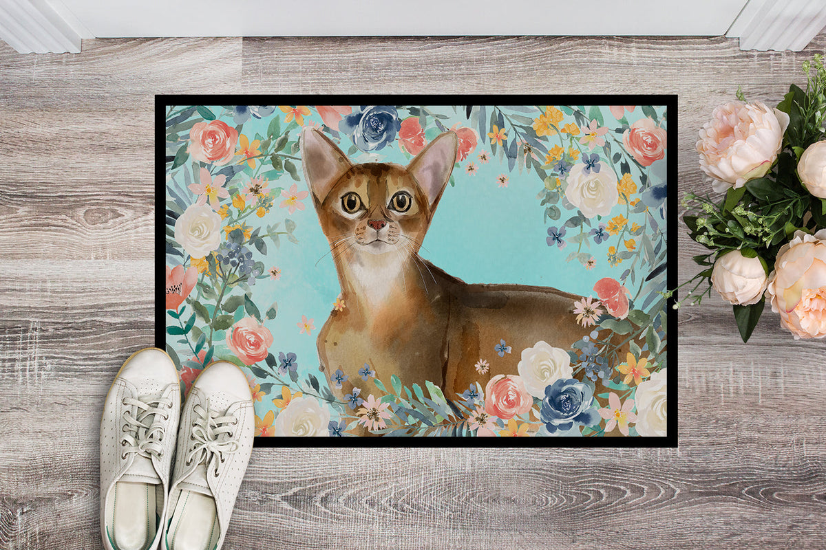 Abyssinian Spring Flowers Doormat Indoor Outdoor 24H X 36W Front Door Mat Rugs for Entryway, Non Slip Washable Low Pile,