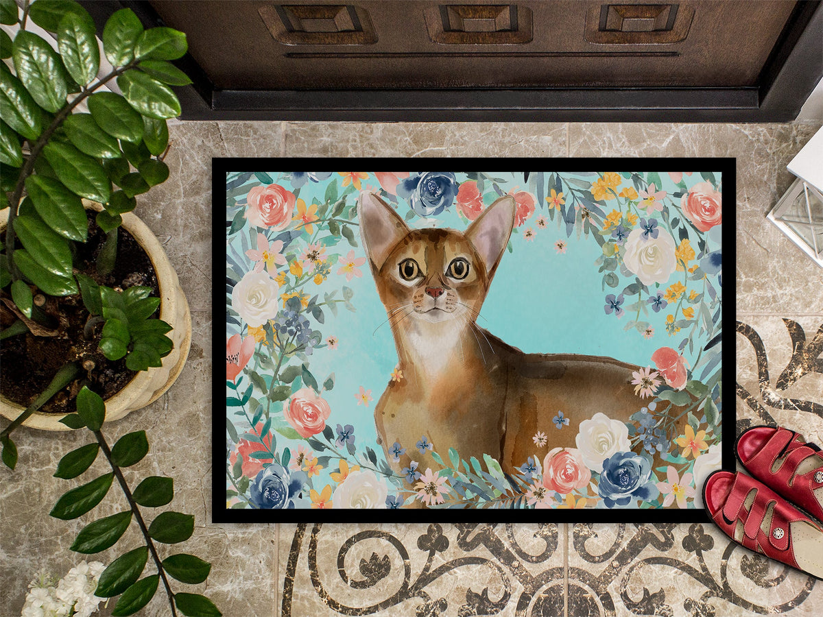 Abyssinian Spring Flowers Doormat Indoor Outdoor 24H X 36W Front Door Mat Rugs for Entryway, Non Slip Washable Low Pile,