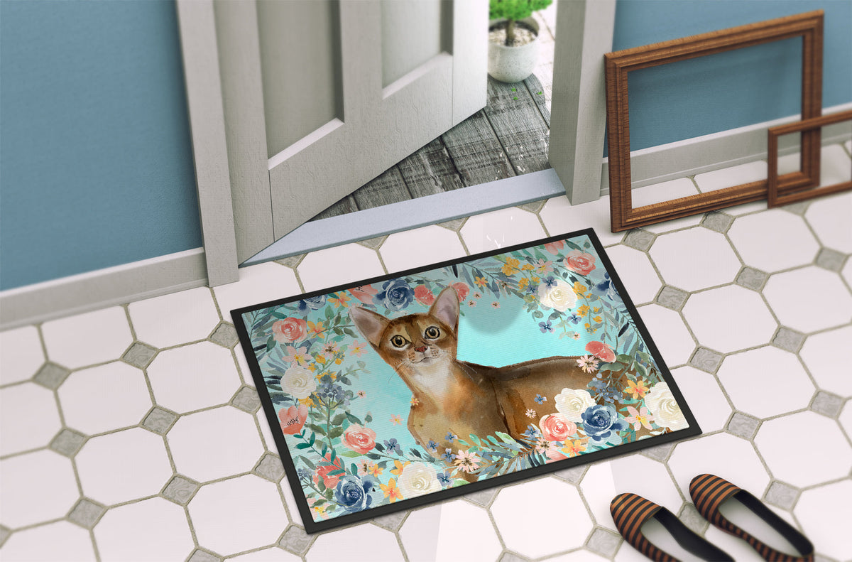 Abyssinian Spring Flowers Doormat Indoor Outdoor 24H X 36W Front Door Mat Rugs for Entryway, Non Slip Washable Low Pile,