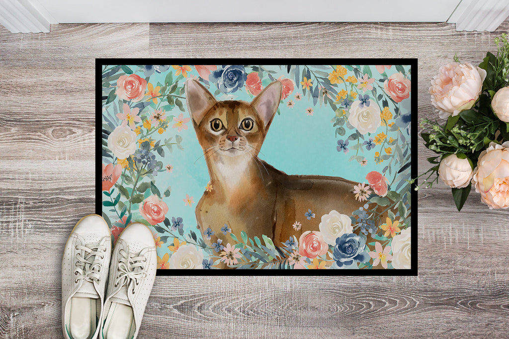 Abyssinian Spring Flowers Doormat Indoor Outdoor 18H X 27W Front Door Mat Rugs for Entryway, Non Slip Washable