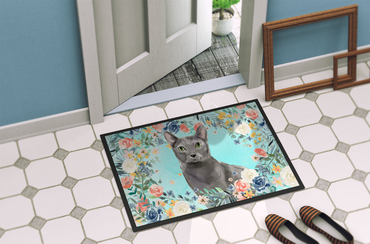 Blue Russian Spring Flowers Doormat Indoor Outdoor 24H X 36W Front Door Mat Rugs for Entryway, Non Slip Washable Low Pile,