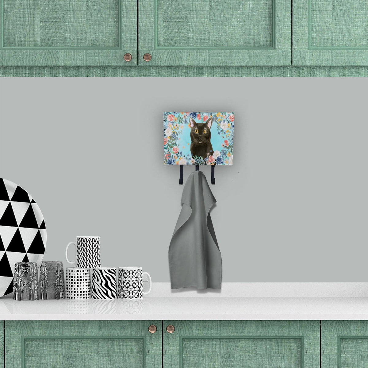 Bombay Spring Flowers Leash or Key Holder Wall Hooks, Coat Rack Wall Mount, for Hanging Keys, Towels, Aprons, Leashes