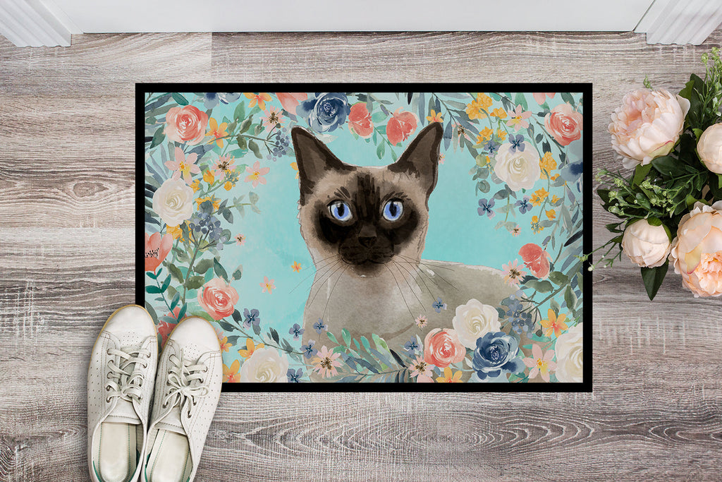 Siamese Spring Flowers Doormat Indoor Outdoor 24H X 36W Front Door Mat Rugs for Entryway, Non Slip Washable Low Pile,