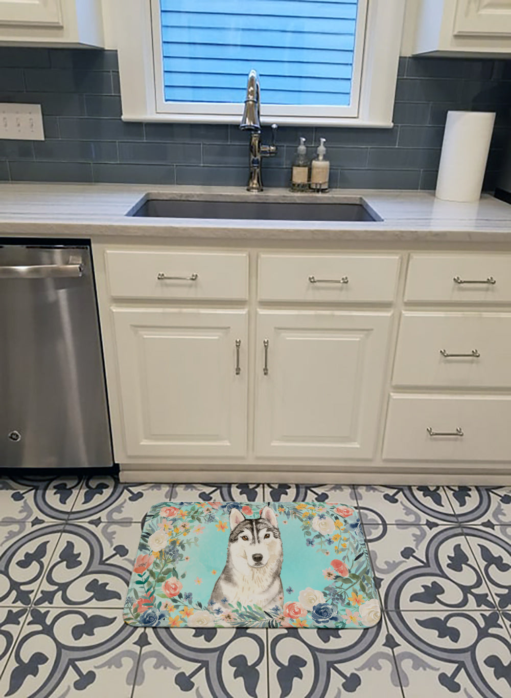 Siberian Husky Memory Foam Kitchen Mat Machine Washable Anti-Fatigue Cushion Comfort Bath or Kitchen Rug