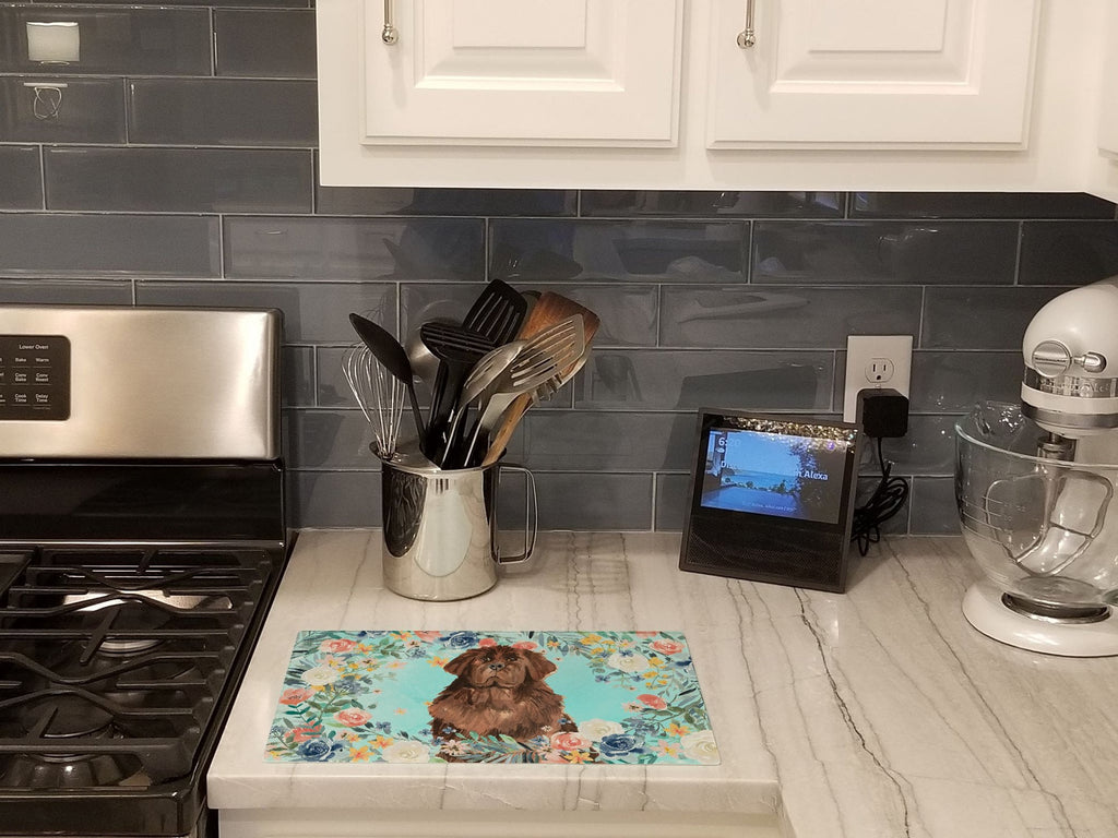 Newfoundland Cutting Board Tempered Glass Kitchen Cutting Surface, Heat Resistant Chopping, Non-Slip Feet, Food Prep & Serving