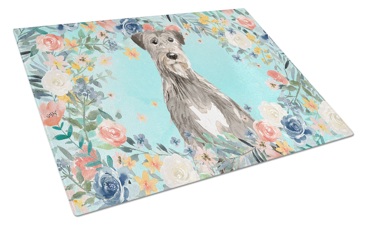 Irish Wolfhound Cutting Board Tempered Glass Kitchen Cutting Surface, Heat Resistant Chopping, Non-Slip Feet, Food Prep & Serving