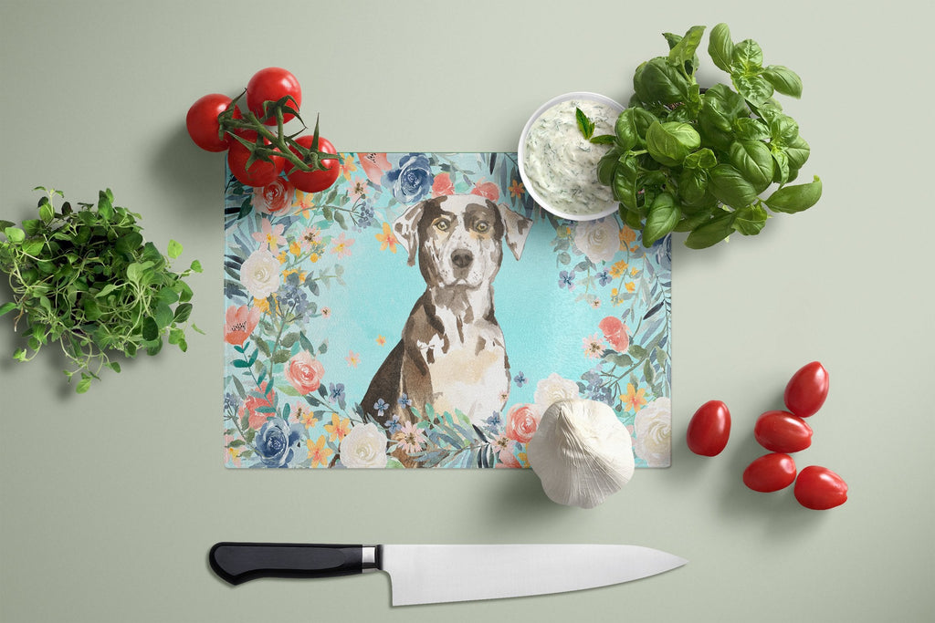 Catahoula Leopard Dog Cutting Board Tempered Glass Kitchen Cutting Surface, Heat Resistant Chopping, Non-Slip Feet, Food Prep & Serving