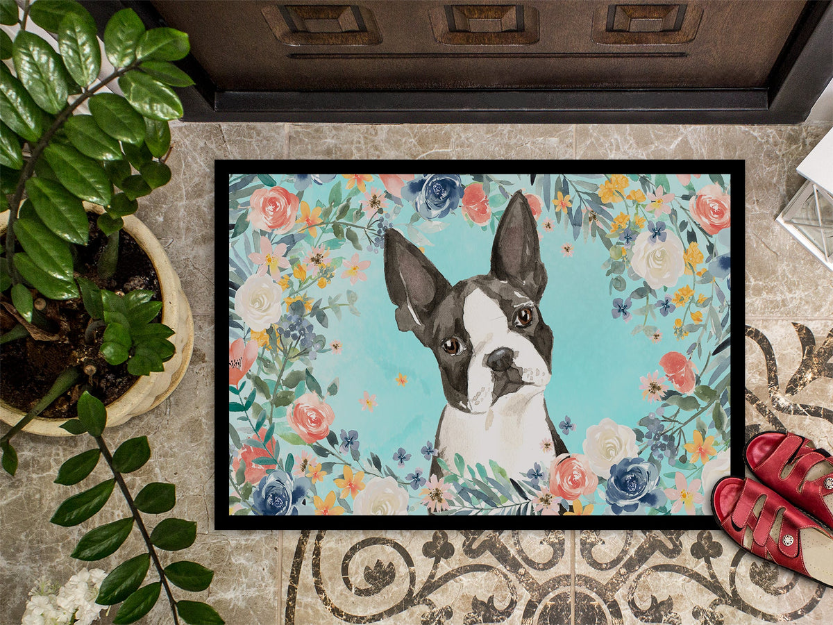 Boston Terrier Doormat Indoor Outdoor 18H X 27W Front Door Mat Rugs for Entryway, Non Slip Washable