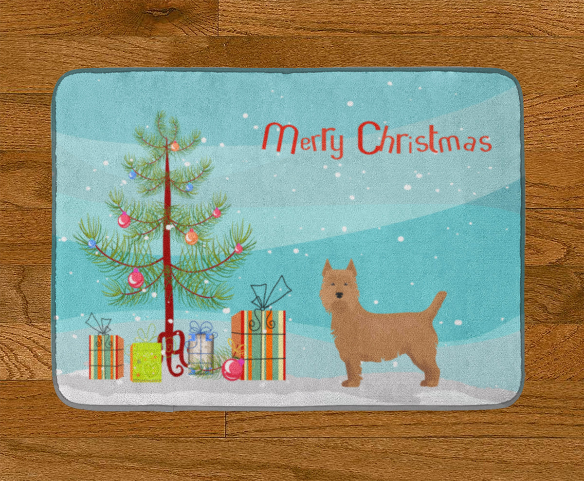 Airedale Terrier Christmas Tree Memory Foam Kitchen Mat Machine Washable Anti-Fatigue Cushion Comfort Bath or Kitchen Rug