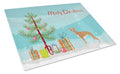 Italian Greyhound Christmas Tree Cutting Board Tempered Glass Kitchen Cutting Surface, Heat Resistant Chopping, Non-Slip Feet, Food Prep & Serving