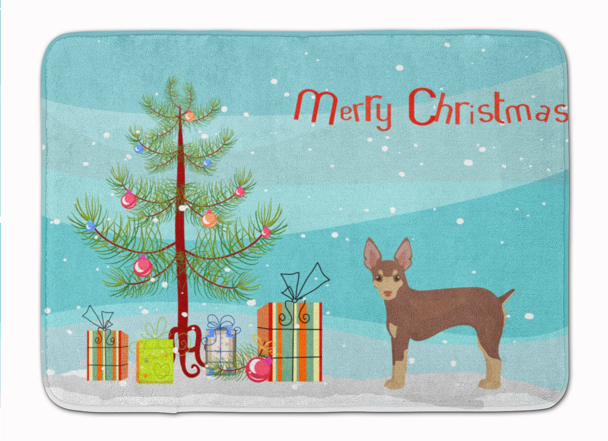 Miniature Fox Terrier Christmas Tree Memory Foam Kitchen Mat Machine Washable Anti-Fatigue Cushion Comfort Bath or Kitchen Rug