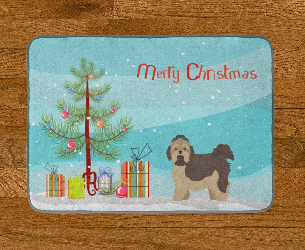 Russian Tsvetnaya Bolonka Lap Dog  Christmas Tree Memory Foam Kitchen Mat Machine Washable Anti-Fatigue Cushion Comfort Bath or Kitchen Rug