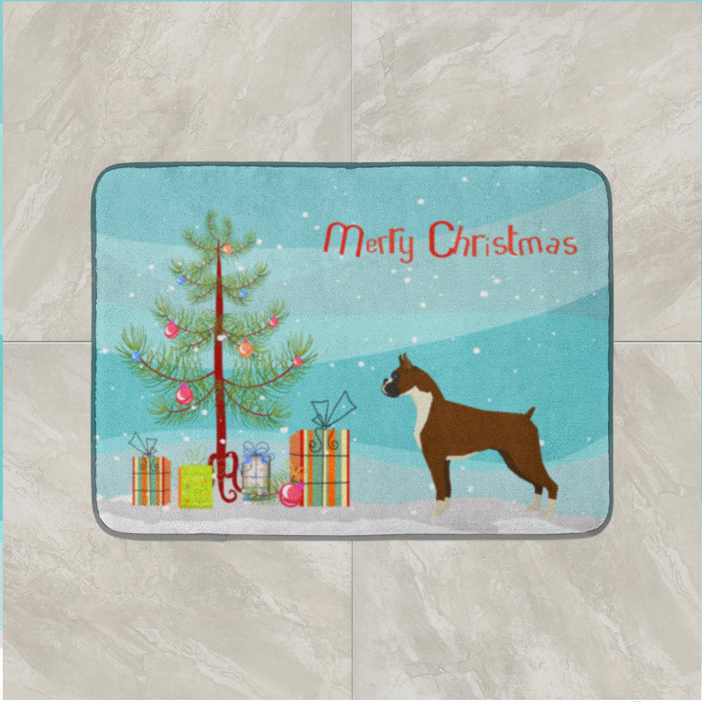 Boxer Christmas Tree Memory Foam Kitchen Mat Machine Washable Anti-Fatigue Cushion Comfort Bath or Kitchen Rug